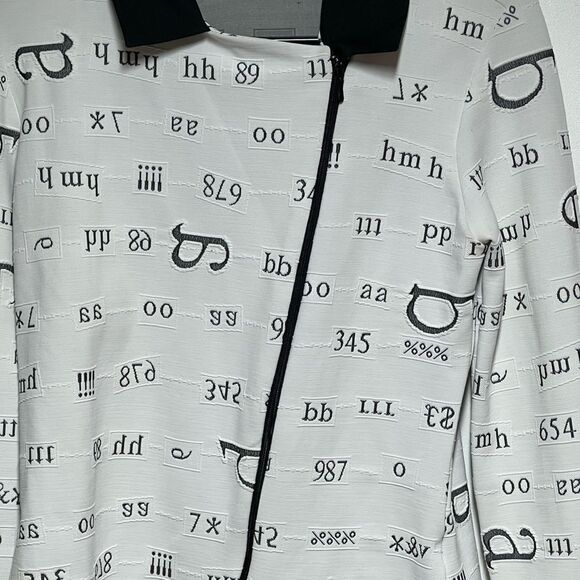 Rayure Paris France funky white with black printed symbol jacket Sz 44 10-12 US - Picture 3 of 6